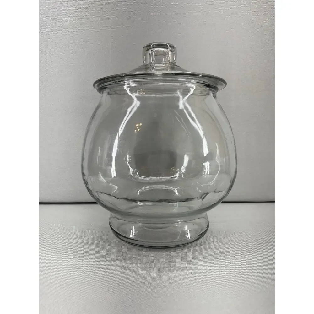 Vintage Clear Glass Apothecary Jar w Lid 10